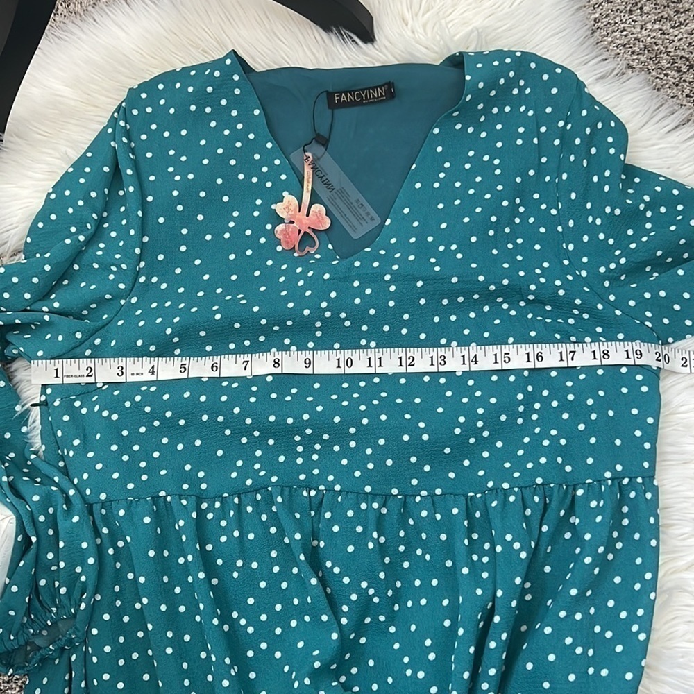 FANCYINN Women Summer Casual DressVNeck Floral PrintlongSleeve Knee-Leng… - Picture 4 of 6